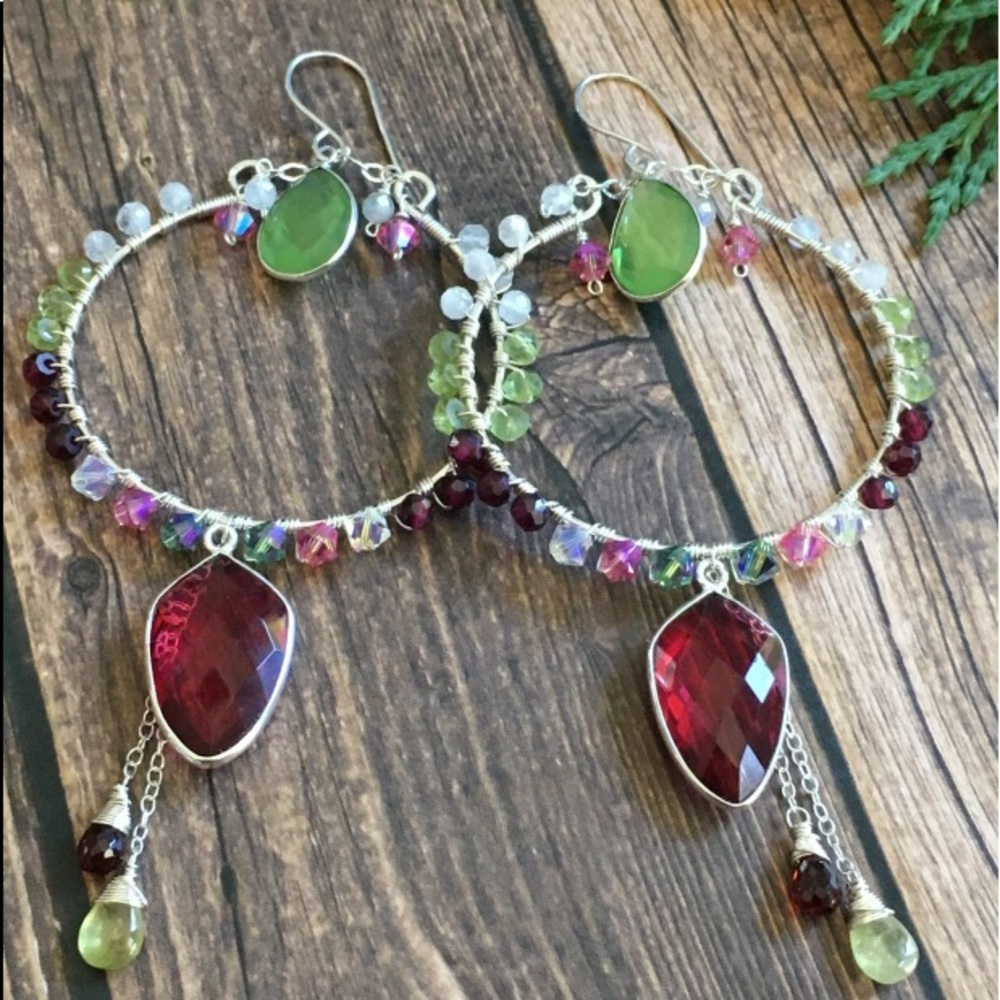 Fancy bezel wrapped hoops